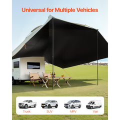 VEVOR Vehicle Awning, Large 10' x 7' Shade Coverage Car Side Awning, PU2000mm UV50+ Car Awning with Extended Side