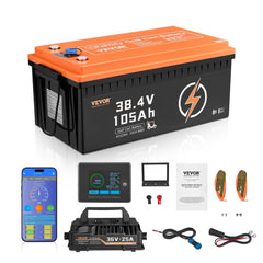 VEVOR 36V 105Ah Golf Cart Lithium Battery, 36 Volt Golf Cart Battery with 200A BMS, LCD Monitor and Mobile APP, LiFePO4