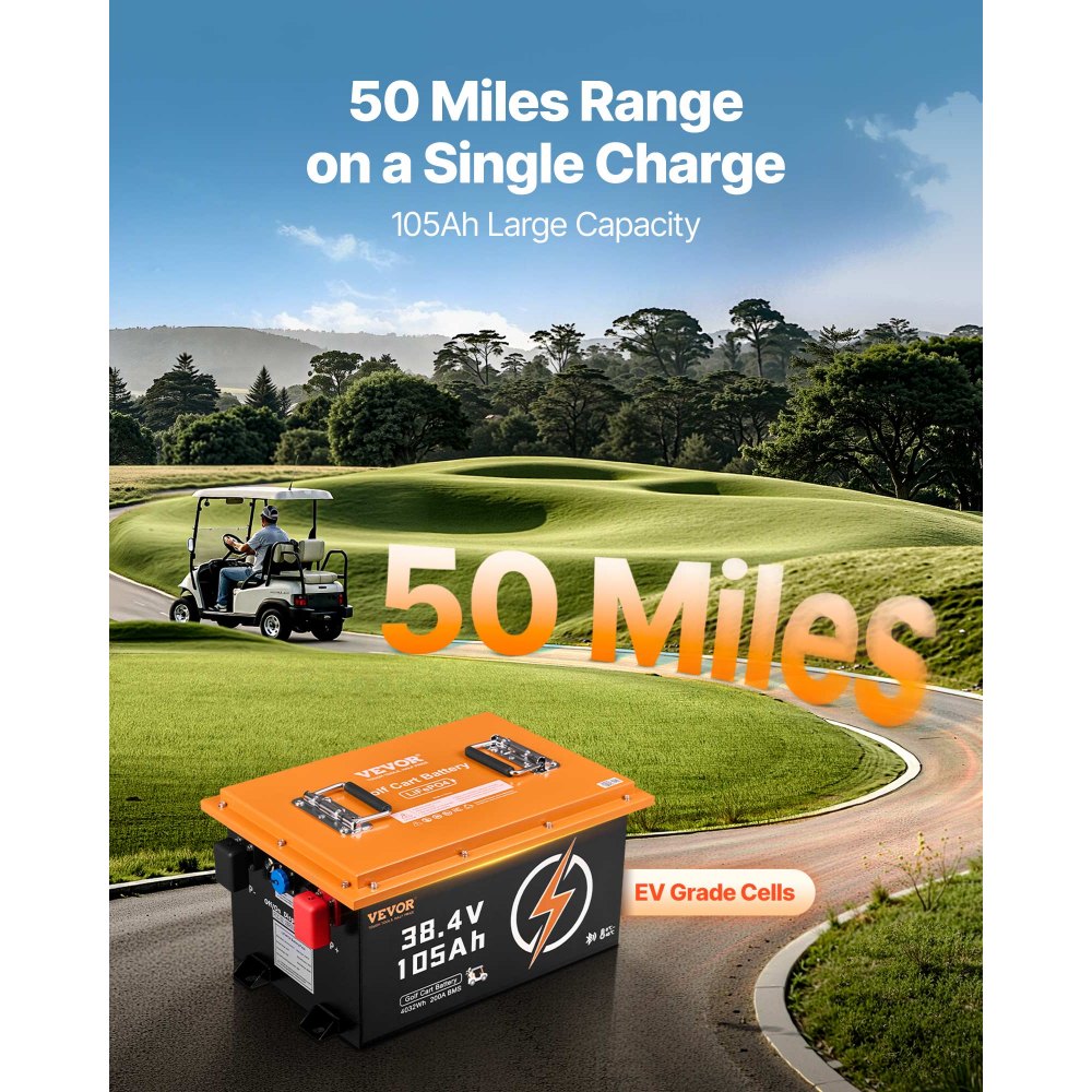 VEVOR 36V 105Ah Golf Cart Lithium Battery, 36 Volt Golf Cart Battery with 200A BMS, Touch Monitor and Mobile APP