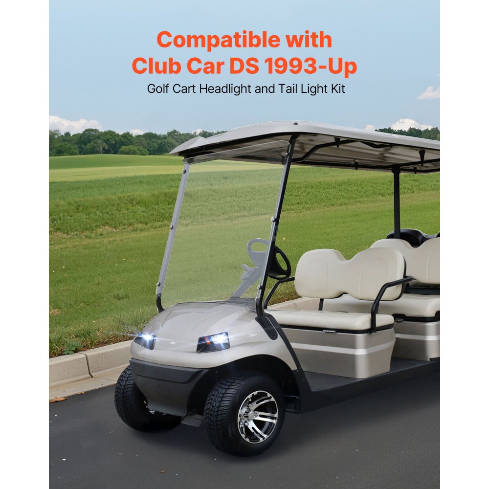 VEVOR Golf Cart Light Kit, 12V, LED Headlight and Taillight Kit with Wiring Harness, Switch, Zip Ties, ABS Housing