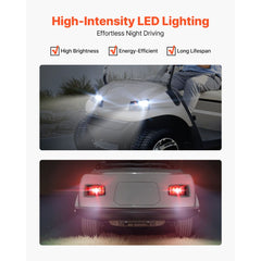 VEVOR Golf Cart Light Kit, 12V, LED Headlight and Taillight Kit with Wiring Harness, Switch, Zip Ties, ABS Housing