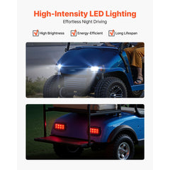 VEVOR Golf Cart Light Kit, 12 Volt, LED Headlight and Tail Light Kit with Wiring Harness, Switch, Zip Ties, ABS
