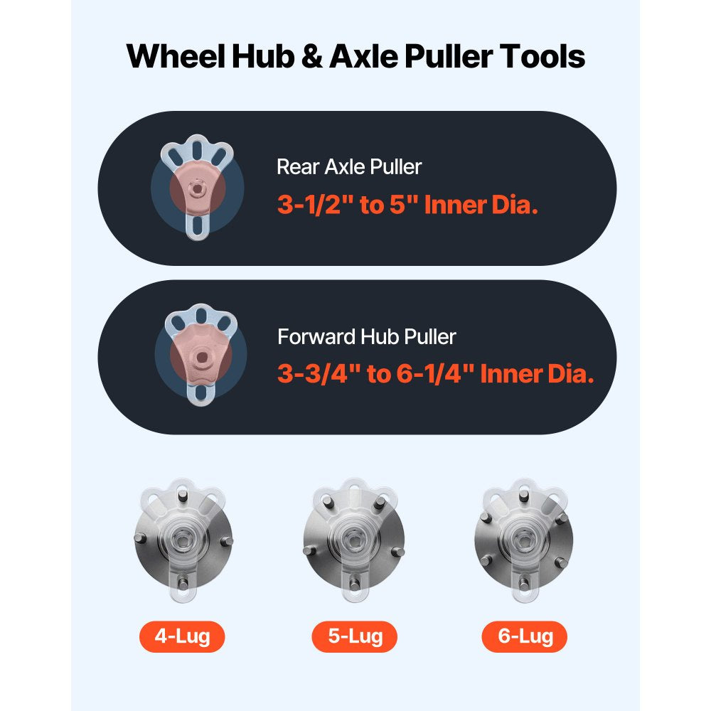 VEVOR 9-Way Slide Hammer Puller Set, 15PCS Front Wheel Hub Bearing Remover & Rear Wheel Axle Hub Dent Shaft Puller Tool