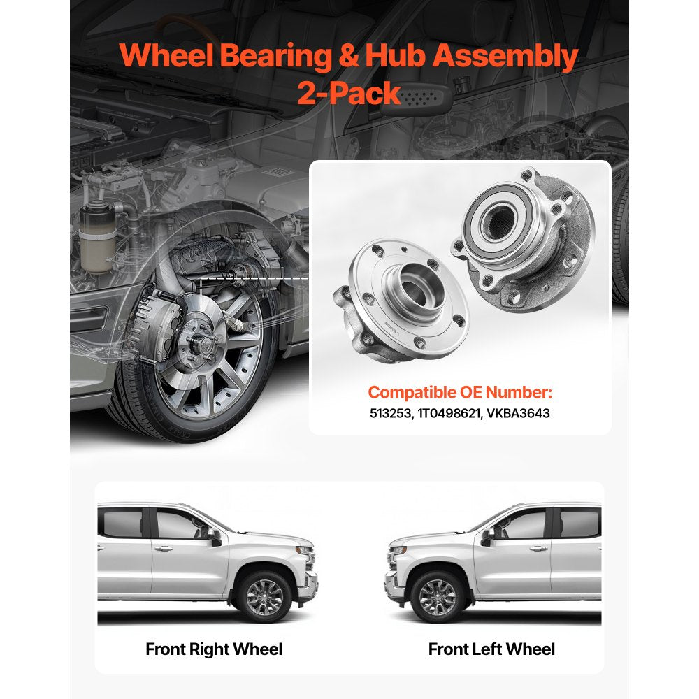 VEVOR 2PCS Front Wheel Bearing & Hub Assembly Fit for 2018 Audi Q3 Komfort Premium Plus Sport Utility 4-Door Volkswagen