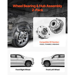 VEVOR 2PCS Front Wheel Bearing & Hub Assembly Fit for 2018 Audi Q3 Komfort Premium Plus Sport Utility 4-Door Volkswagen