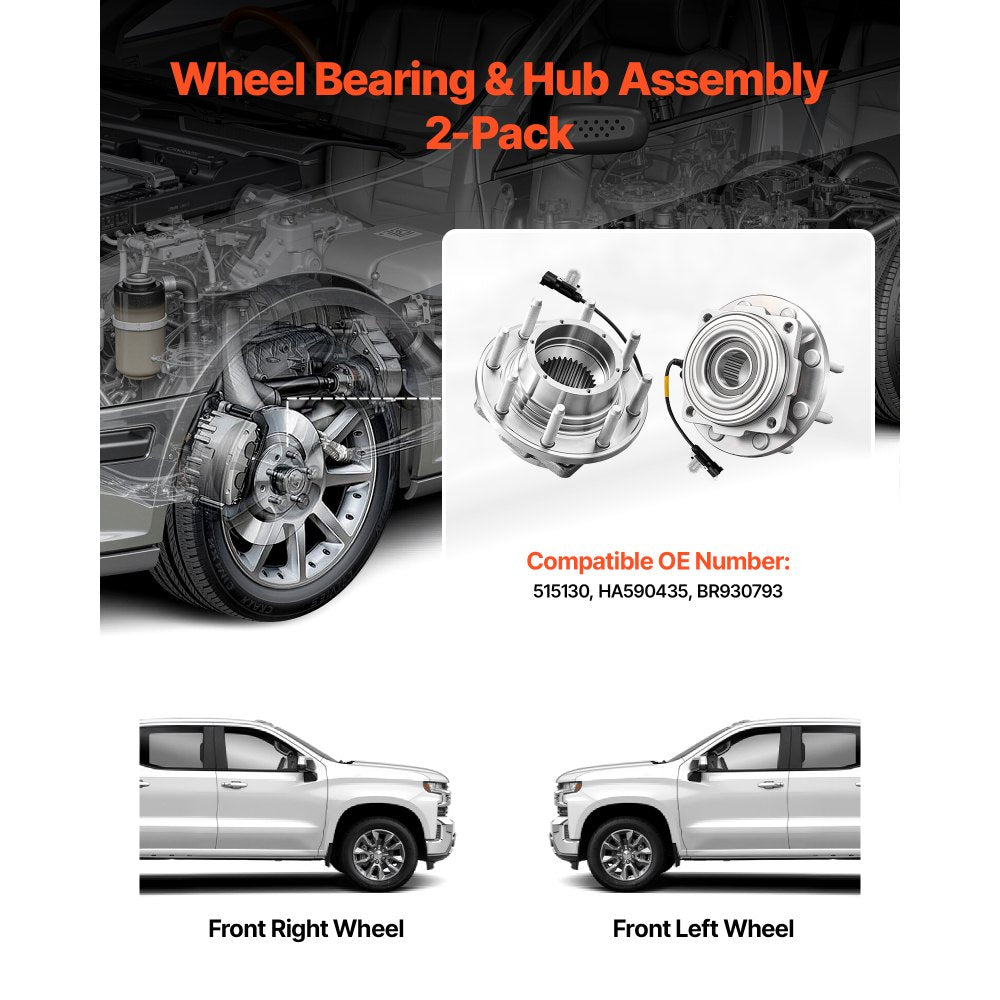 VEVOR 2PCS Front Wheel Bearing & Hub Assembly Fit for 2016 Ford F-250 Super Duty Base King Ranch Lariat Platinum XL