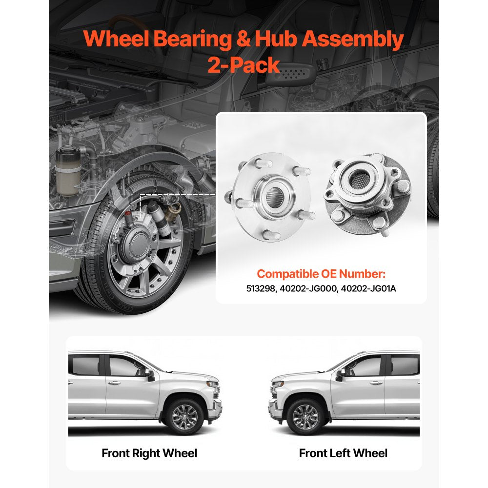 VEVOR 2PCS Front Wheel Bearing & Hub Assembly Fit for 2014-2015 Nissan Rogue Select S Sport Utility 2013 Advance 2012