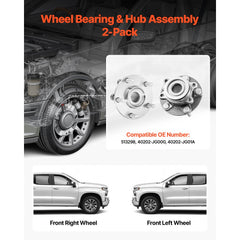 VEVOR 2PCS Front Wheel Bearing & Hub Assembly Fit for 2014-2015 Nissan Rogue Select S Sport Utility 2013 Advance 2012