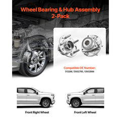 VEVOR 2PCS Front/Rear Wheel Bearing & Hub Assembly Fit for 2020 Chevy Impala LT Premier Sedan 2017 Equinox LS Sport