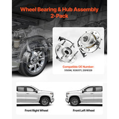 VEVOR 2PCS Front Wheel Bearing & Hub Assembly Fit for 2007-2013 Chevy Avalanche GMC Sierra 1500 Cadillac Escalade EXT