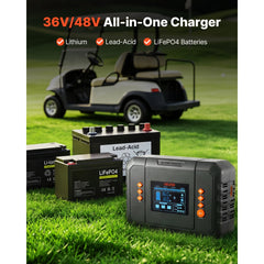 VEVOR Golf Cart Battery Charger 36V 18A and 48V 13A Smart Trickle Charger, for Lithium LiFePO4 Lead-Acid AGM/Gel/SLA