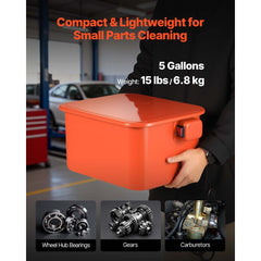 VEVOR Parts Washer 5-Gallon, 3.5 Gallon Solvent Capacity, 0.4 Gallon per Minute Max Pump Output, Portable Steel