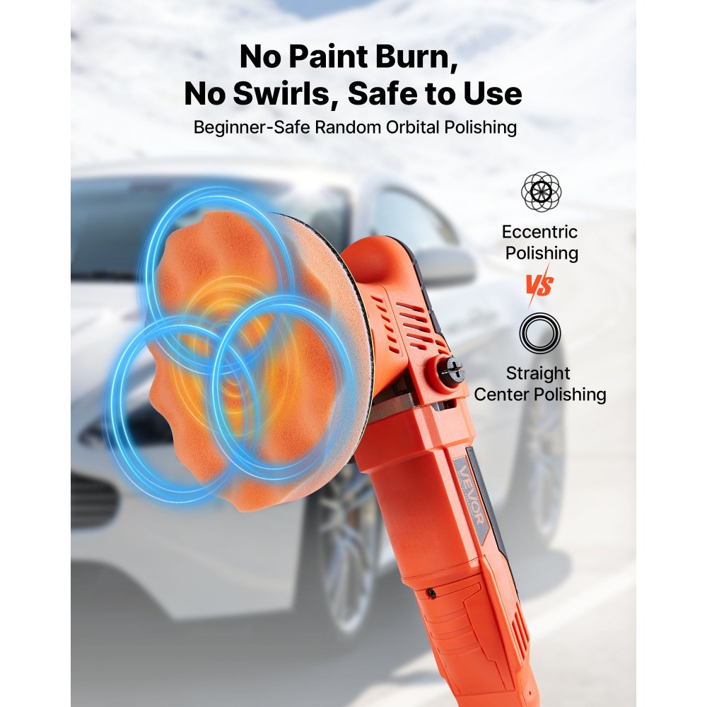VEVOR Car Buffer Polisher, 6-Inch Dual Action Polisher Buffer Waxer, 650W 6 Variable Speeds 2000-6800RPM Random Orbital