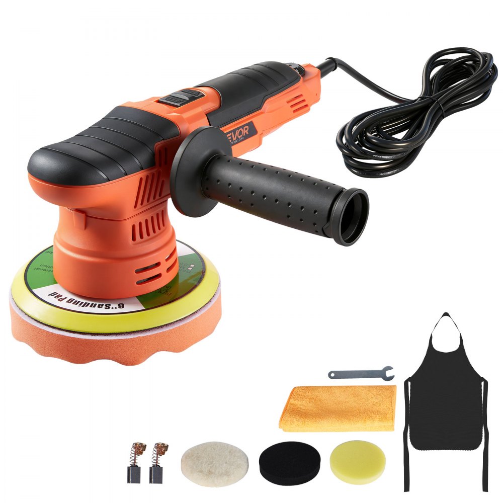 VEVOR Car Buffer Polisher, 6-Inch Dual Action Polisher Buffer Waxer, 650W 6 Variable Speeds 2000-6800RPM Random Orbital
