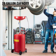 VEVOR Waste Oil Drain Tank 20 Gallon Portable Oil Drain Air Operated Drainer Oil Change, Oil Drain Container, Fluid