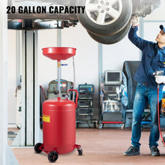 VEVOR Waste Oil Drain Tank 20 Gallon Portable Oil Drain Air Operated Drainer Oil Change, Oil Drain Container, Fluid