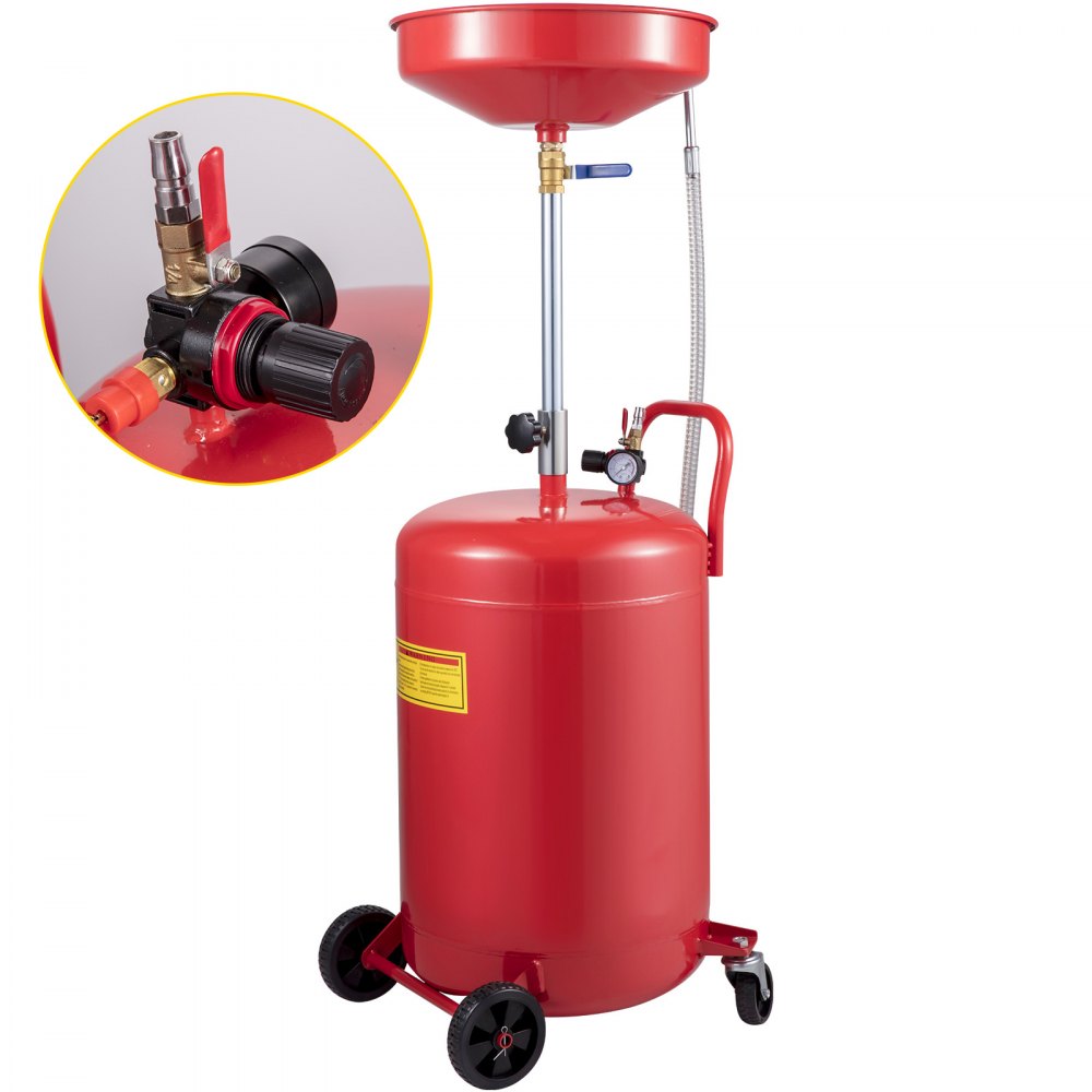 VEVOR Waste Oil Drain Tank 20 Gallon Portable Oil Drain Air Operated Drainer Oil Change, Oil Drain Container, Fluid