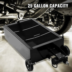 VEVOR Oil Drain Pan 25 Gallon Oil Drain Tank, 95L Low Profile Oil Drain Pan, Large Capacity Oil Change Pan, Foldable
