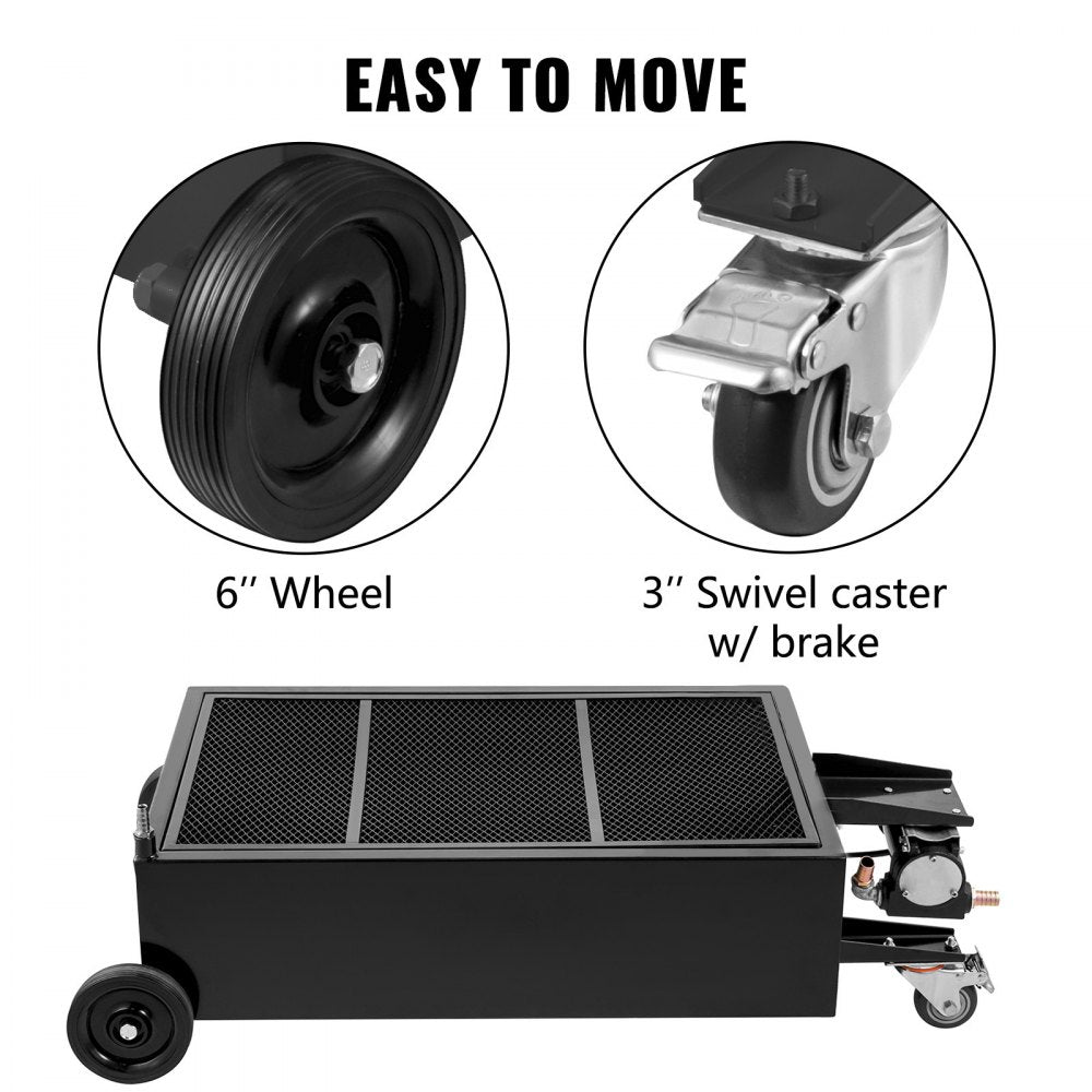 VEVOR Oil Drain Pan 25 Gallon Oil Drain Tank, 95L Low Profile Oil Drain Pan, Large Capacity Oil Change Pan, Foldable