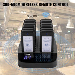 VEVOR F101 Restaurant Pager System 16 Pagers, Max 98 Beepers Wireless Calling System, Touch Keyboard with Vibration