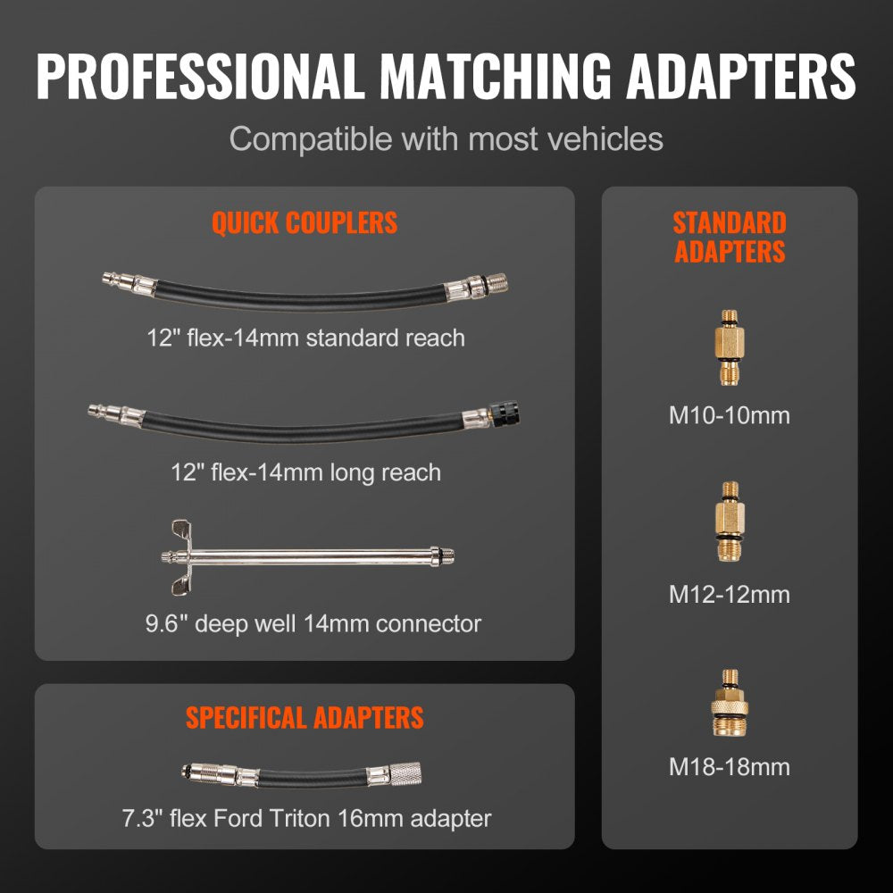 VEVOR Compression Tester Adapter Kit, 9 Pcs Automotive Engine Cylinder Leak Down Compression Test, Accurate Dual Scale