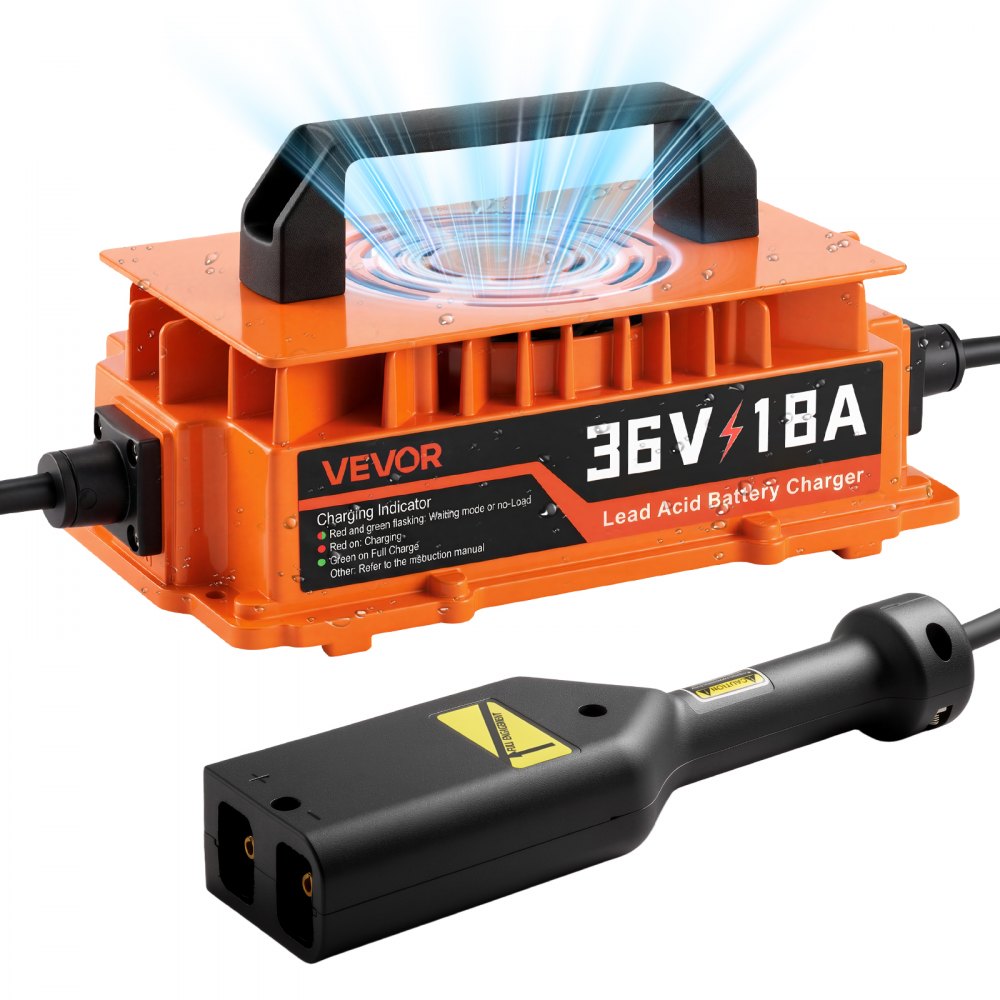 VEVOR Golf Cart Battery Charger 36V 18A EZGO Smart Charger D Style Plug, Only for Lead Acid Battery, Aluminum Alloy