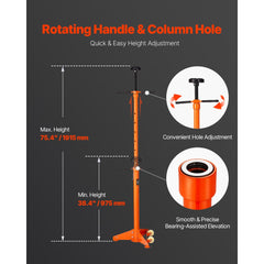 VEVOR Underhoist Support Stand, 3/4 Ton Capacity Under Hoist Jack Stand, Lifting from 38.4 to 75.4 in, Bearing Mounted