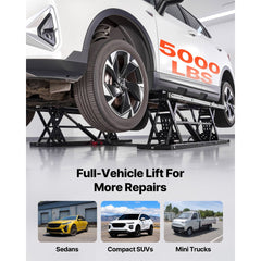 VEVOR Portable Car Lift, 5000 lbs Capacity, Heavy Duty Quick Lift with 25.6" Max Height, Pneumatic Pump, Wheels, 4