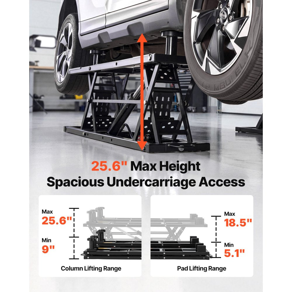 VEVOR Portable Car Lift, 5000 lbs Capacity, Heavy Duty Quick Lift with 25.6" Max Height, Pneumatic Pump, Wheels, 4