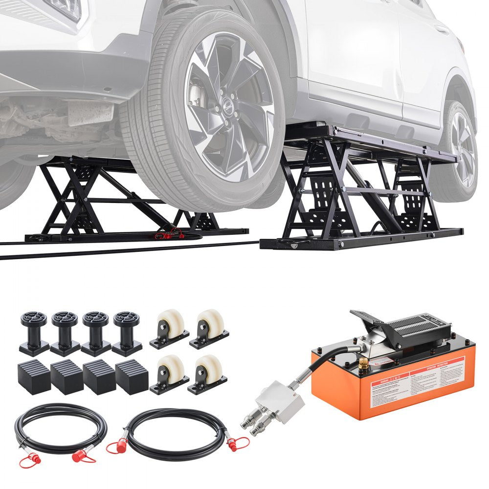 VEVOR Portable Car Lift, 5000 lbs Capacity, Heavy Duty Quick Lift with 25.6" Max Height, Pneumatic Pump, Wheels, 4