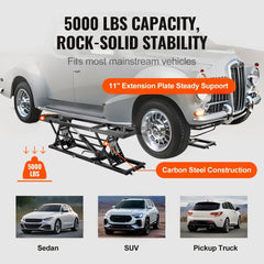 VEVOR Car Lift, 25.6" Max. Height, 5,000 LBS Capacity Portable Car Lift, with Extended-Length Plates, Heavy-duty Carbon