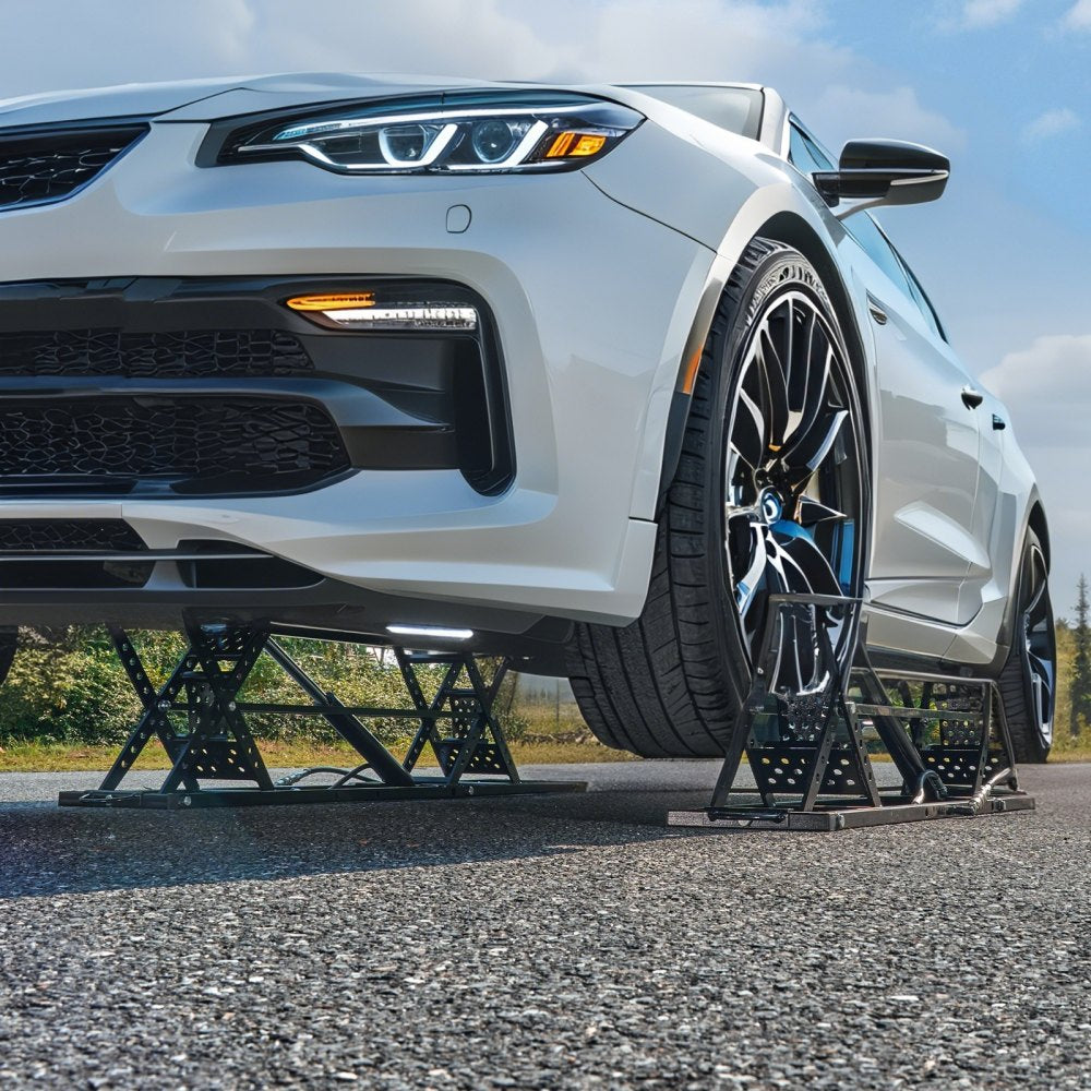 VEVOR Car Lift, 25.6" Max. Height, 5,000 LBS Capacity Portable Car Lift, with Extended-Length Plates, Heavy-duty Carbon