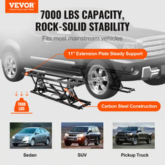 VEVOR Car Lift, 7,000 LBS Capacity Portable Car Lift, with Extended-Length Plates, 26.8" Max. Height, Heavy-duty Carbon