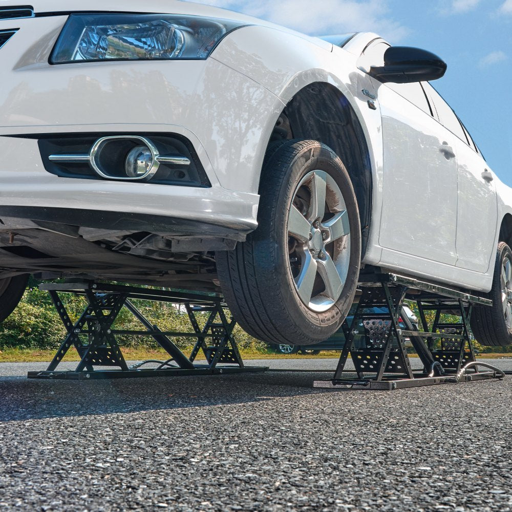 VEVOR Car Lift, 7,000 LBS Capacity Portable Car Lift, with Extended-Length Plates, 26.8" Max. Height, Heavy-duty Carbon
