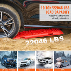 VEVOR 10 TON Traction Boards with PP Material, Recovery Boards for Off-road Vehicles/Cars/Pickups/SUVs/RVs, Pair Tire