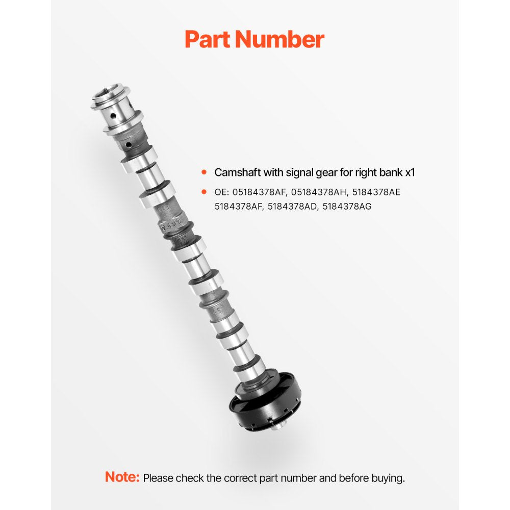 VEVOR Engine Camshaft, 05184378AF 05184378AH 5184378AE 5184378AF 5184378AD 5184378AG Cam Replacement, Fit 2018 Jeep