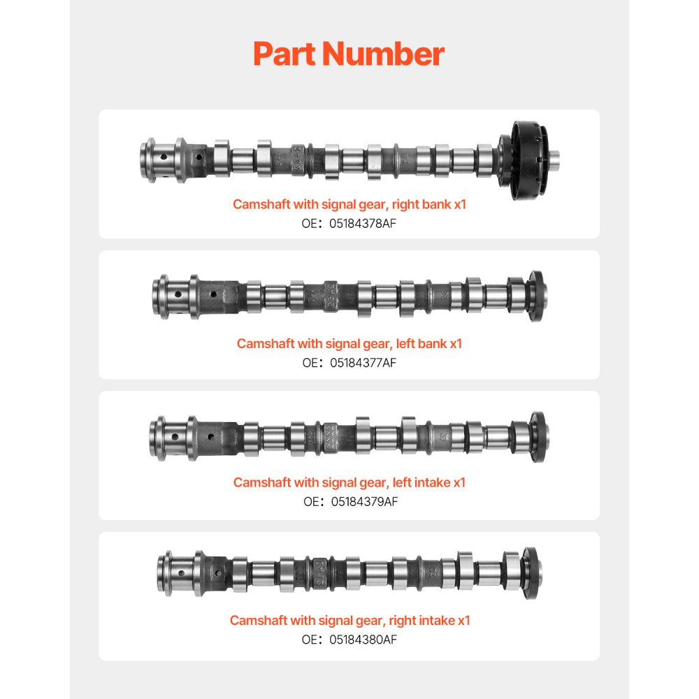 VEVOR 4Pcs Engine Camshaft Set, 05184378AF 05184377AF 05184379AF 05184380A, Fit 2011-2015 Dodge Durango, 2012-2016 Jeep