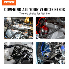 VEVOR 6AN Fuel Line Kit, 20 FT Fuel Hose Kit, 0.34" Nylon Stainless Steel Braided Fuel Line Oil/Gas/Diesel Hose End