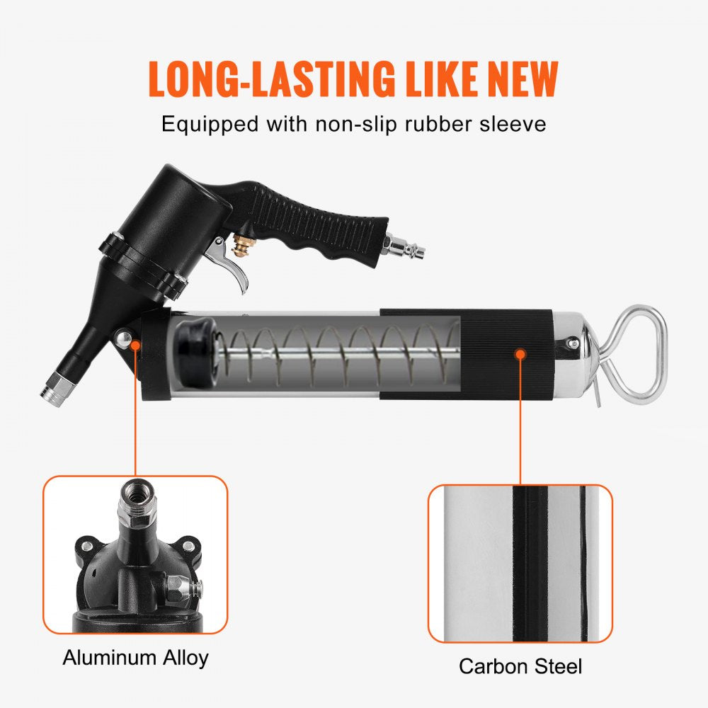 VEVOR Air Operated Grease Gun, 6000PSI, 14 OZ/400 CC Capacity Heavy Duty Pneumatic Grease Gun, with 18.5 Inch Flexible