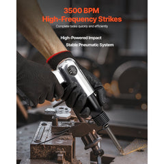 VEVOR Air Hammer, 3500BPM Pneumatic Hammer with 2.76 inch Stroke & 4PCS Chisels Round Shank, Pistol-Grip Compact Air