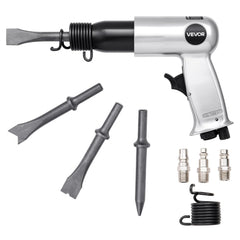 VEVOR Air Hammer, 3500BPM Pneumatic Hammer with 2.76 inch Stroke & 4PCS Chisels Round Shank, Pistol-Grip Compact Air