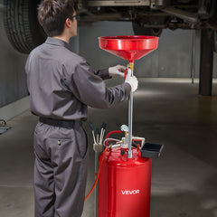 VEVOR 21 Gallon Waste Oil Drain Tank, Air Operated Portable Oil Drainer with Adjustable Funnel Height, Industrial Fluid