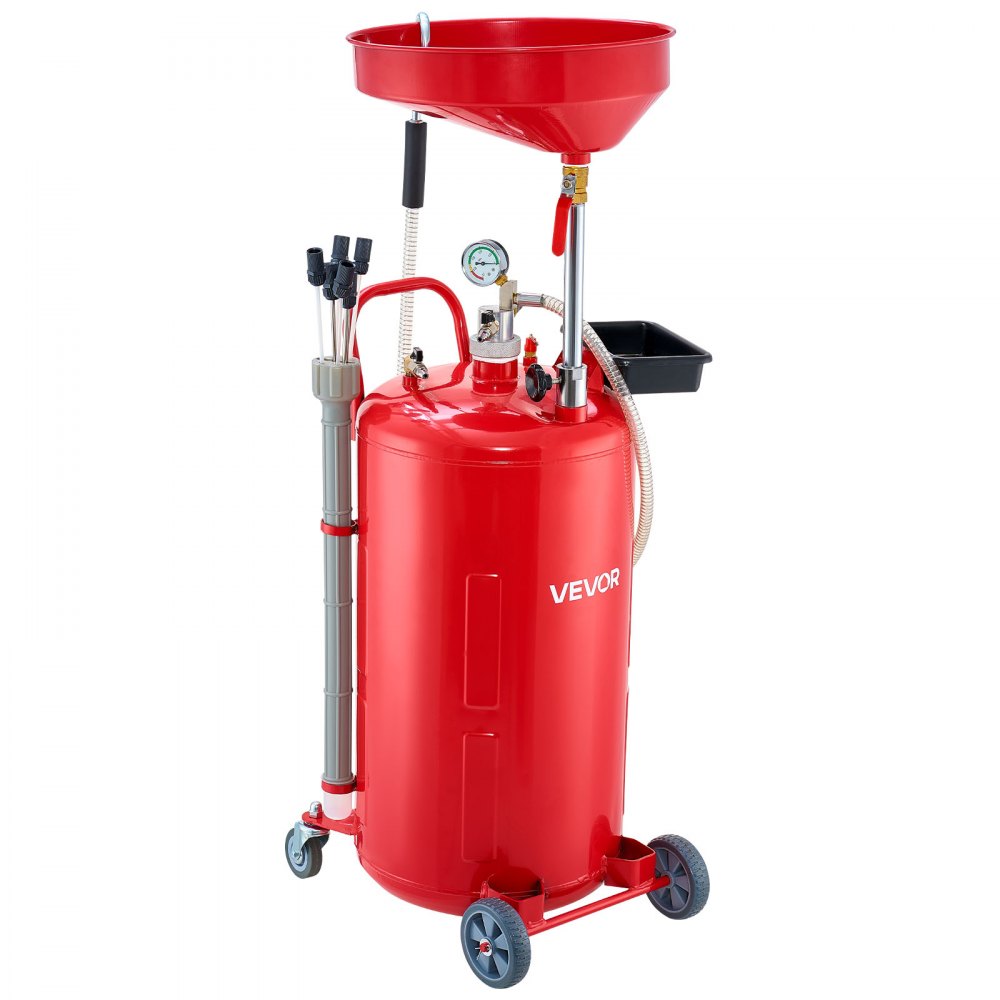 VEVOR 21 Gallon Waste Oil Drain Tank, Air Operated Portable Oil Drainer with Adjustable Funnel Height, Industrial Fluid