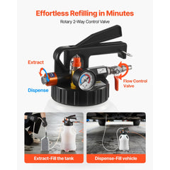 VEVOR Transmission Fluid Pump, 8 L Pneumatic Oil Fluid Extractor, ATF Refill Dispenser Transfer Pump with 15 ATF