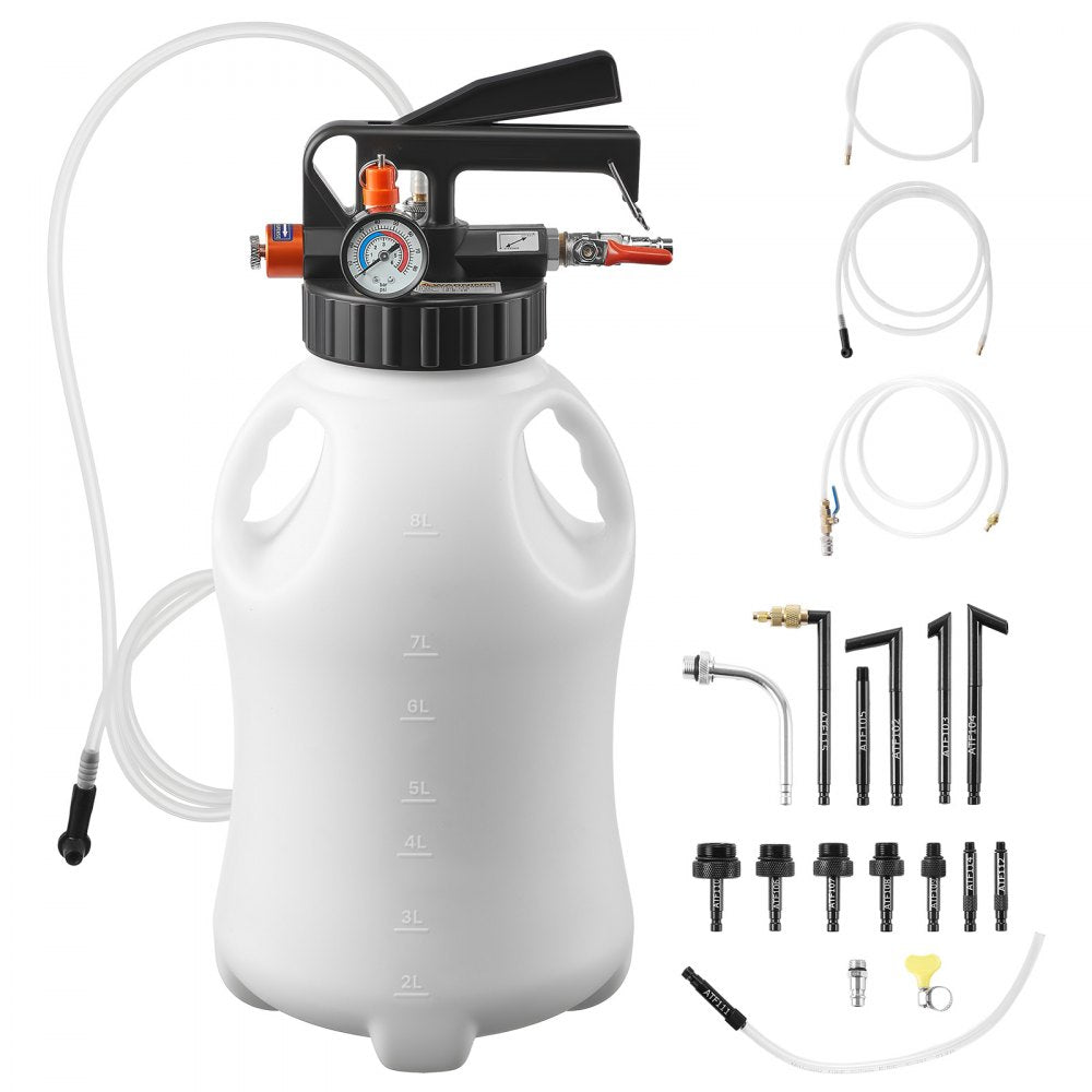 VEVOR Transmission Fluid Pump, 8 L Pneumatic Oil Fluid Extractor, ATF Refill Dispenser Transfer Pump with 15 ATF