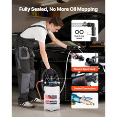 VEVOR Fluid Extractor, 9.5 L Capacity, Pneumatic/Manual Vacuum Oil Extractor Pump with 59 in Long Horse & Three 47 in