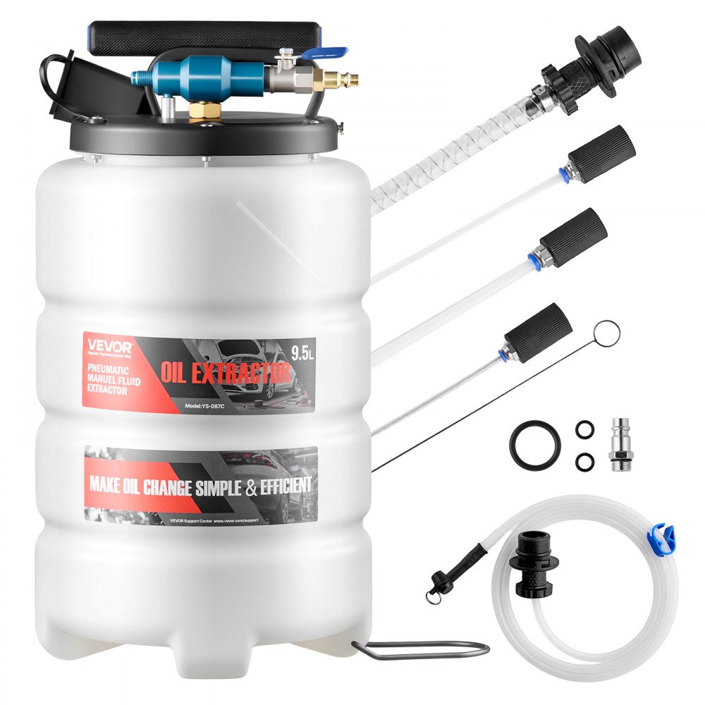VEVOR Fluid Extractor, 9.5 L Capacity, Pneumatic/Manual Vacuum Oil Extractor Pump with 59 in Long Horse & Three 47 in