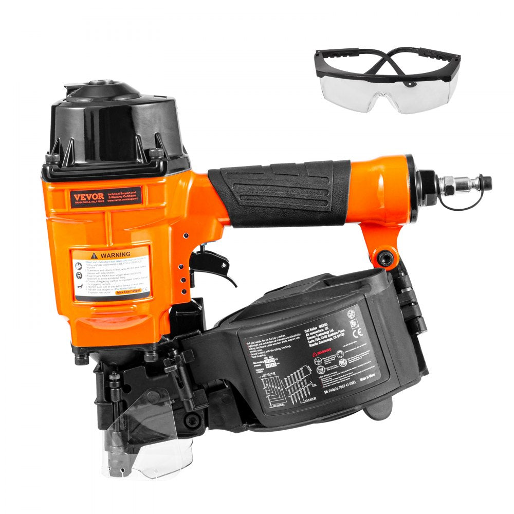 VEVOR Coil Siding Nailer MCN55, 1 inch to 2-1/4 inch 15 Degree Pneumatic Siding Nail Gun, 70-120PSI Air Coil Nailer for
