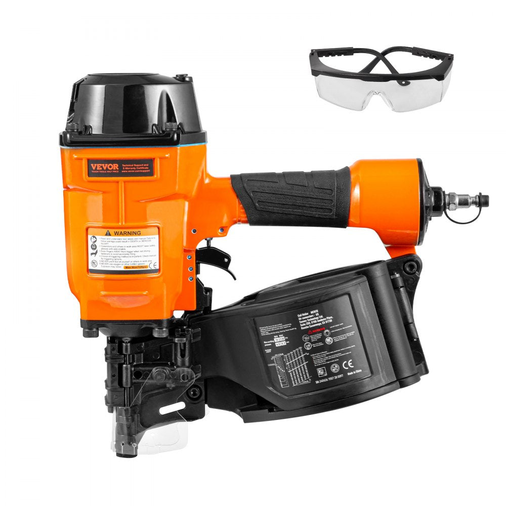 VEVOR Coil Siding Nailer MCN70, 1-3/4" to 2-3/4" 15 Degree Pneumatic Siding Nail Gun, 70-120PSI Air Coil Nailer for