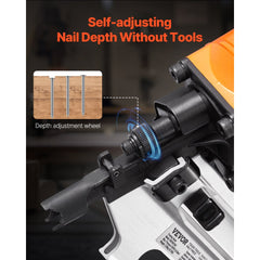 VEVOR Framing Nailer, 2" to 3-1/2" 21 Degree Full Round Head Pneumatic Framing Nailer with Dual Trigger Modes &